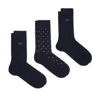 Emporio Armani 3 Pack Calze Corte Allover Eagle Uomo Blu EM000554-AF18145-MB384