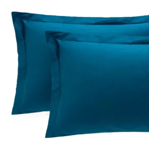 Reevèr Charme Coppia federe in raso di cotone Ottanio