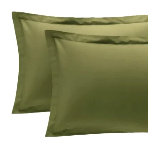 Reevèr Charme Coppia federe in raso di cotone Verde Muschio