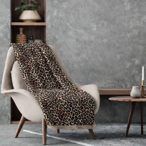 Linea Oro Plaid Jacquard Jean Animalier con Retro Effetto Lana Morbido e Caldo