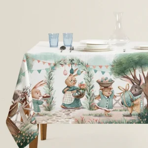 Antica Tessitura Italiana Tovaglia da Tavola in Cotone Conigli