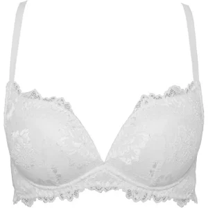 Lormar Reggiseno Donna Desiderio Push-up in Pizzo Senza Ferretto Bianco