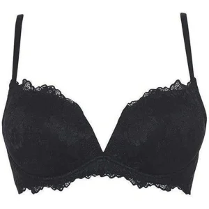 Lormar Reggiseno Donna Desiderio Push-up in Pizzo Senza Ferretto Nero