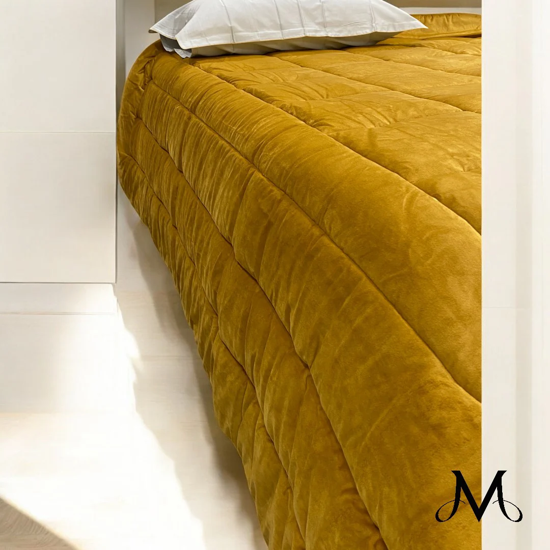 Blumarine Trapunta matrimoniale Blu Velvet 220gr Ocra - 101020409 - immagine 5