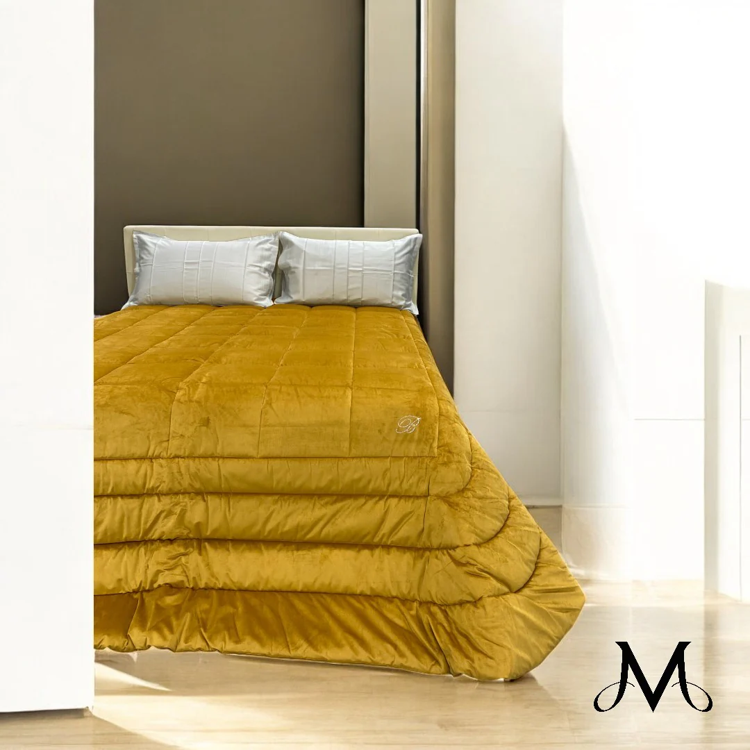 Blumarine Trapunta matrimoniale Blu Velvet 220gr Ocra - 101020409 - immagine 2