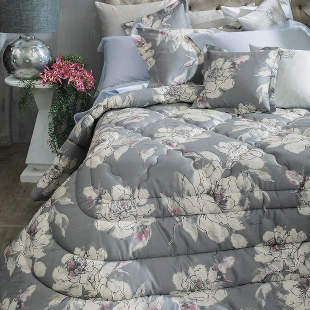 Blumarine Trapunta matrimoniale stampa all-over su percalle di cotone Tatiana