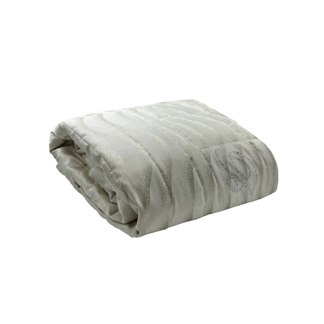Blumarine Copriletto matrimoniale trapuntato jacquard logo in Swarovski Silver - immagine 4