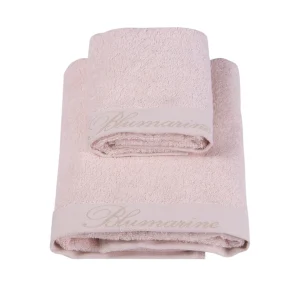 Blumarine Coppia 1+1 di asciugamani in spugna di cotone Spa Cipria
