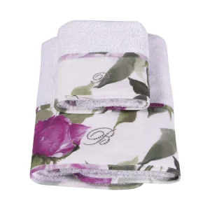Blumarine Coppia Asciugamani 1+1 Logo Cristalli Lampone Adele - 796402