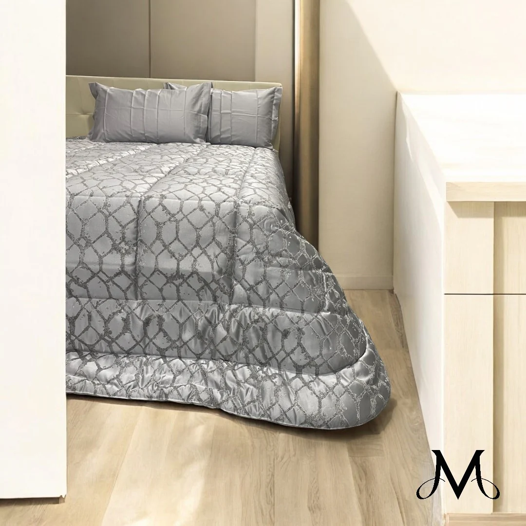 Dondi Home Trapunta Matrimoniale  Spice in Jacquard Platino