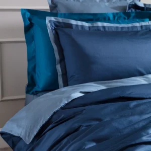 Reevèr St. Regis Copripiumino Double Raso di cotone Quarzo/pavone