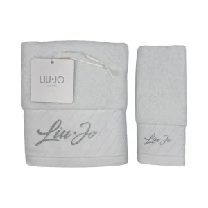 Liu Jo Set asciugamani 1+1 Diagonal Corsivo Glitter Spugna Bianco - LB931B-00069