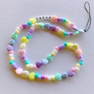 PHONEBEADS CUORI E CHICCHI PASTELLO 70CM