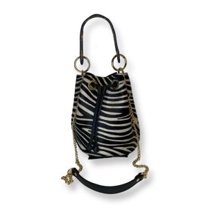 Borsa secchiello  in vera pelle in cavallino. Made in Italy