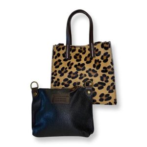 Borsa shopper mini giraffa in cavallino. Vera pelle Made in Italy
